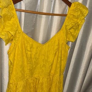 Band of the Free Yellow Ruffled Sleeve Dress